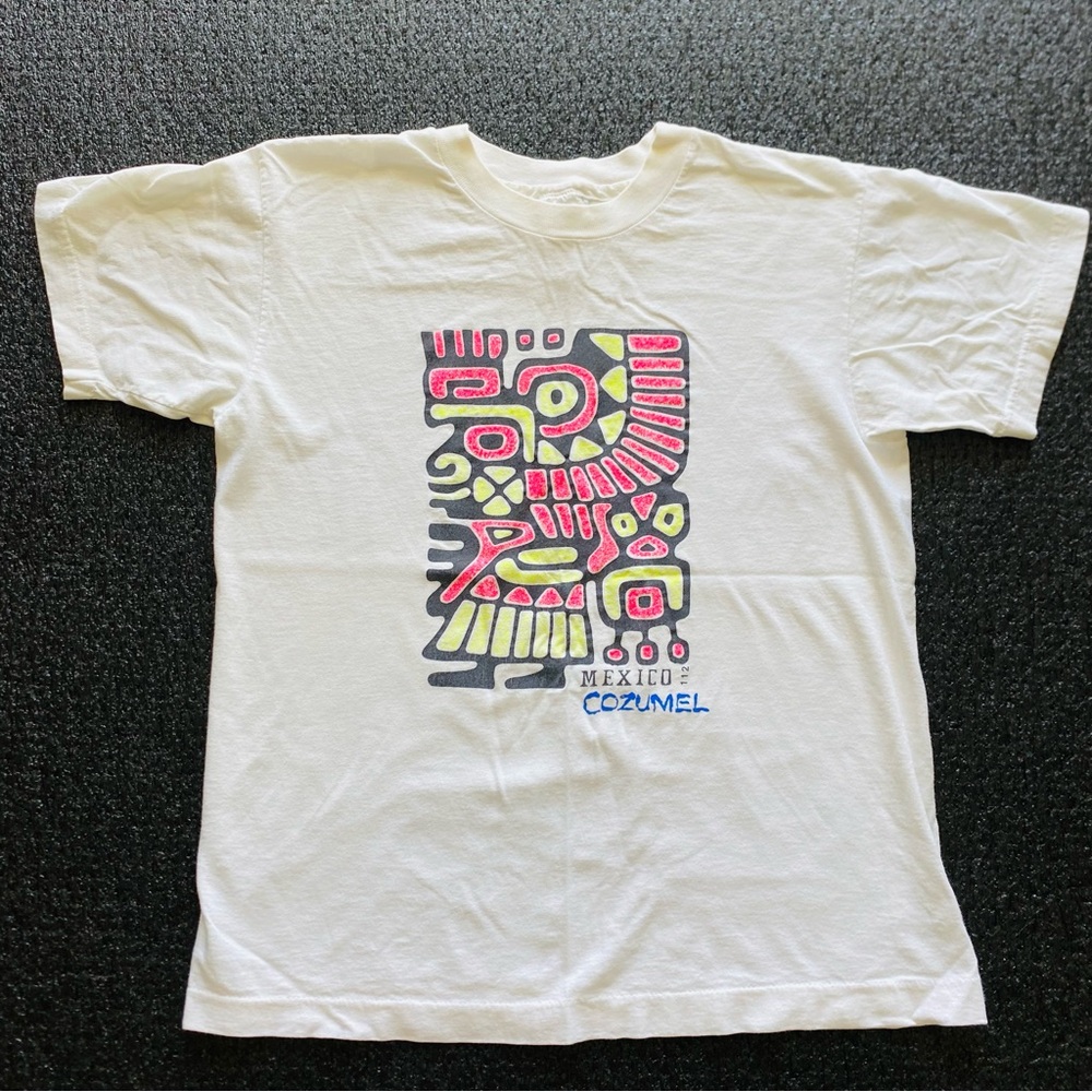 VTG 80s/90s Cozumel Mexico Graphic T-Shirt - White Size Medium Fits like Small